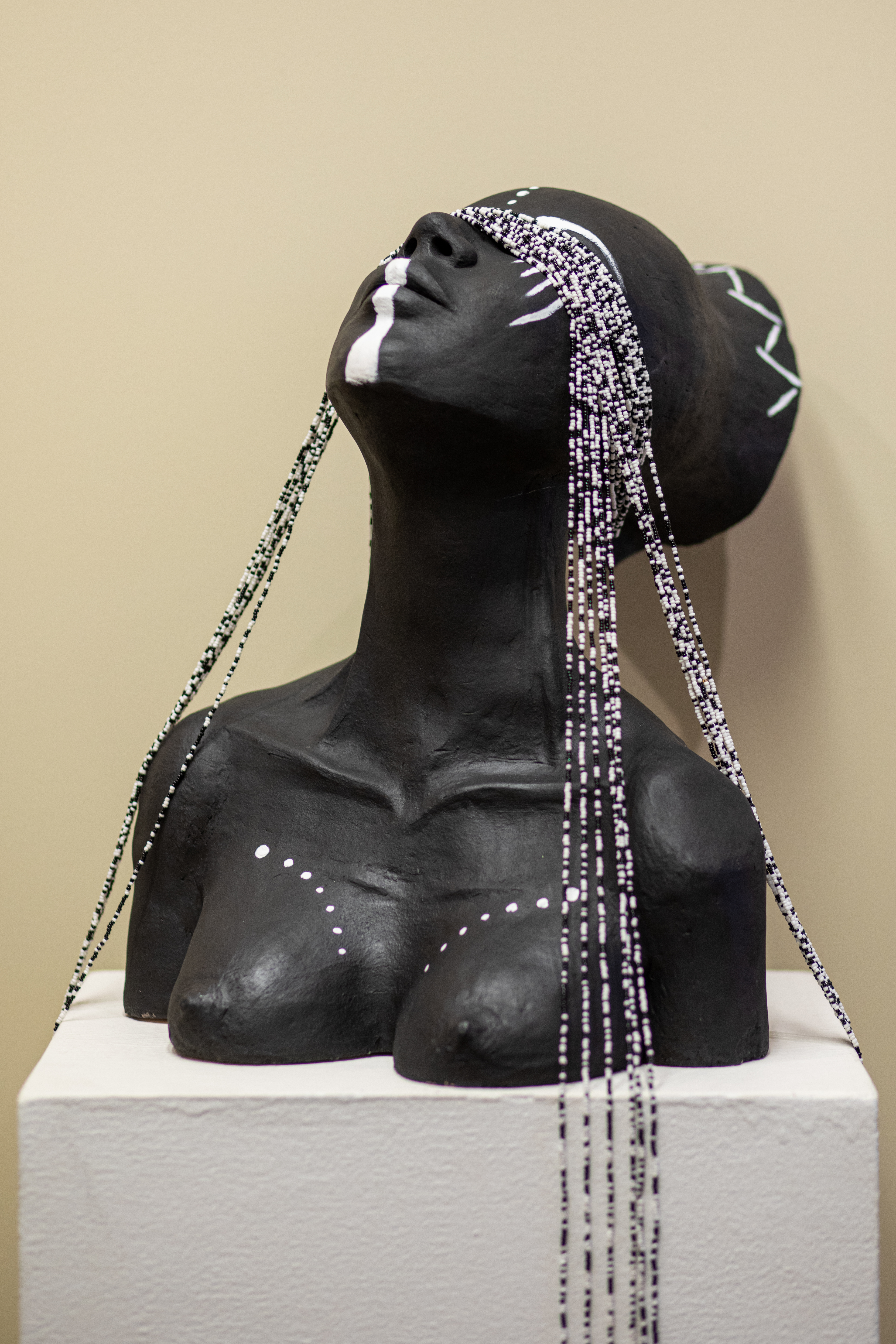 Nyasha Madamombe, Mambokadzi, 16.5" x 14.5" x 13.5", ceramics, beads, 2019