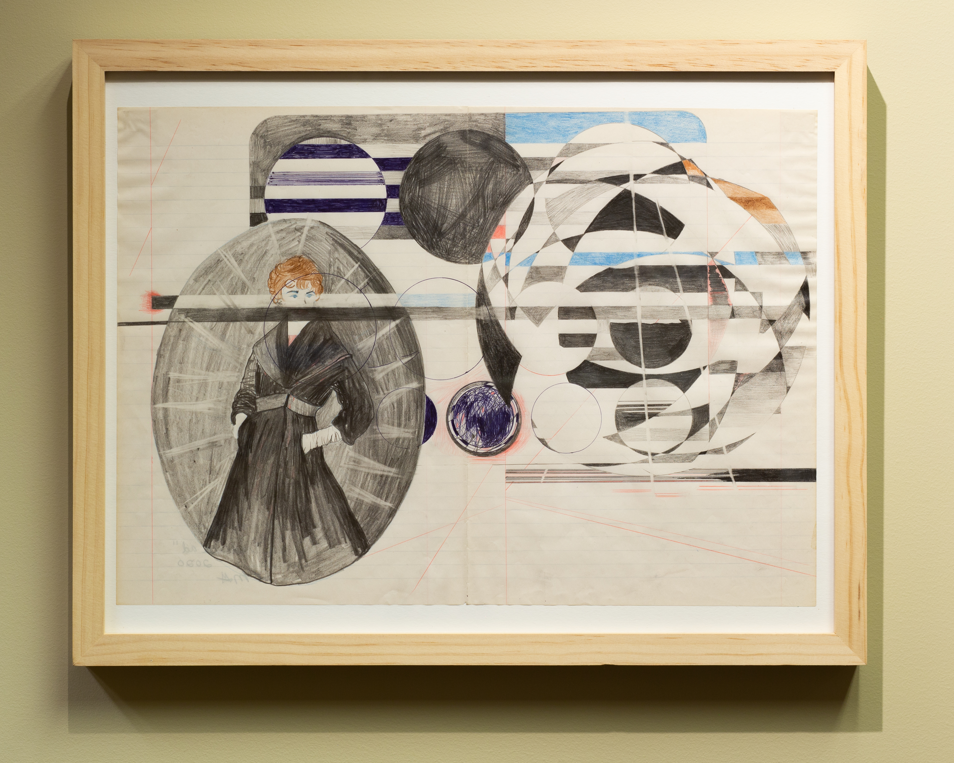 Lynne Ghenov, Fredrica, 11" x 17", graphite, pen, colored pencil on lined paper, 2020