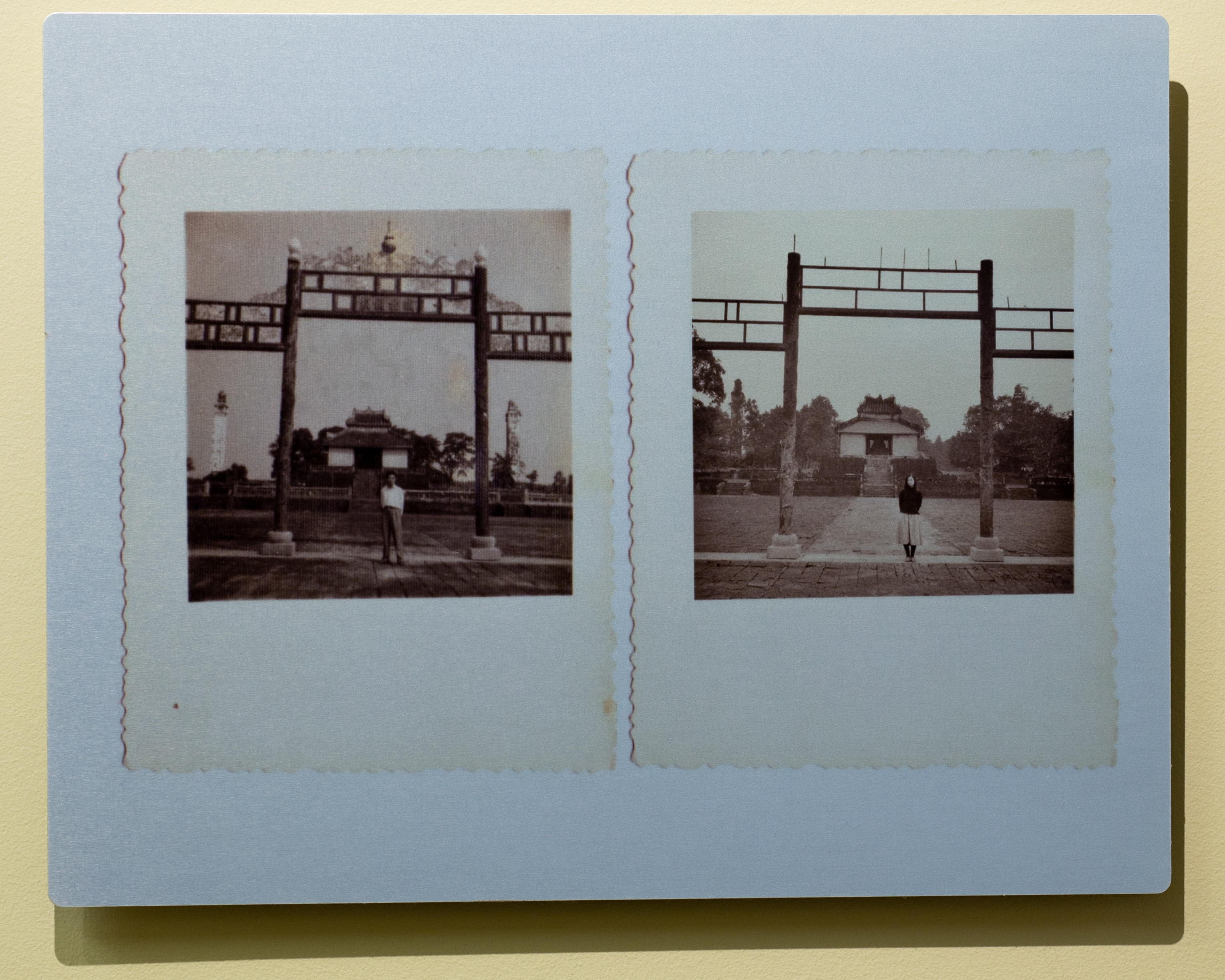 Quynh Lam, Thieu Tri Mausoleum, 11" x 14", recreation of old family photograph, aluminum print, 2018