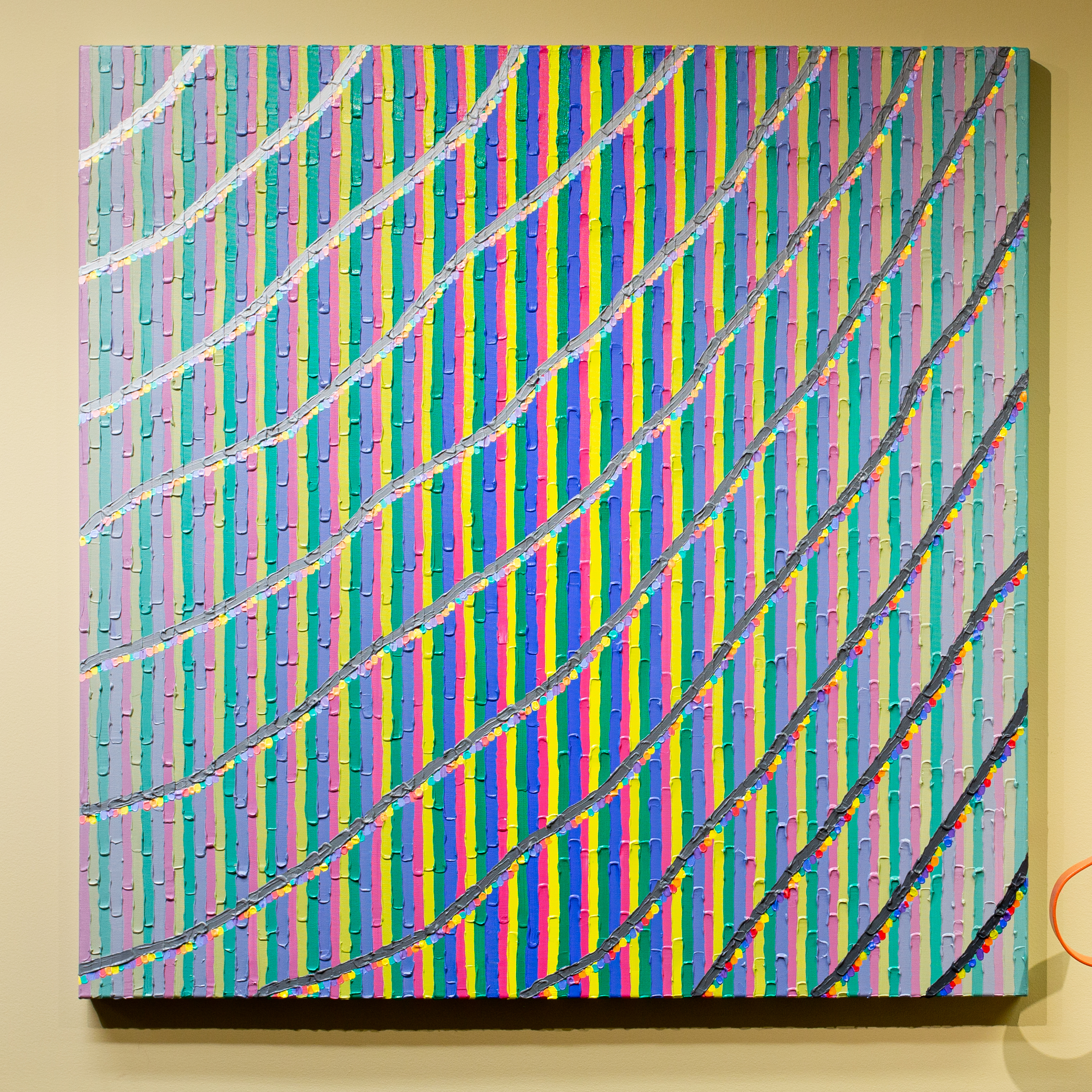 Brianna Bass, Dream Queue II, 36" x 36" x 1.5", acrylic on canvas, 2019